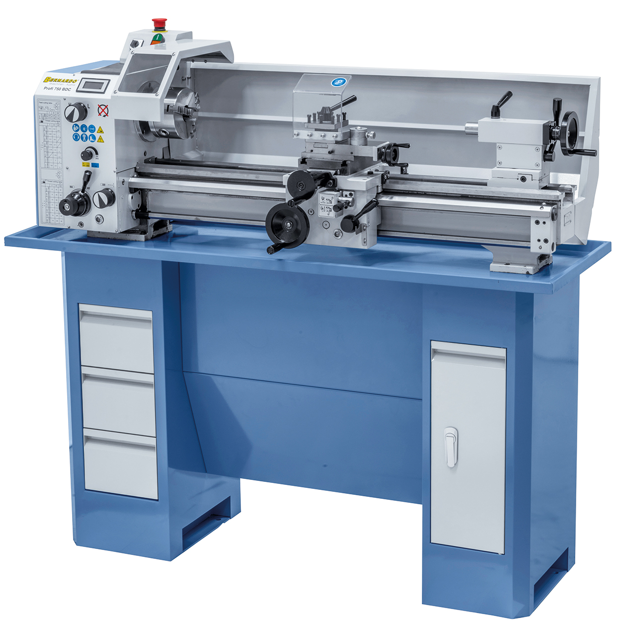 Torno de sobremesa Profi 750 BDC / 230 V, vista general (máquina mostrada parcialmente con accesorios opcionales)